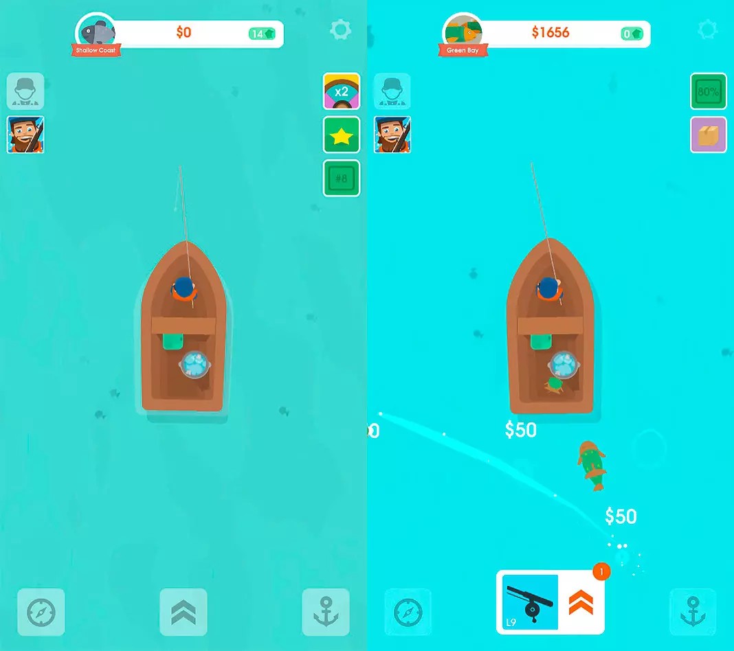 Hooked Inc Fisher Tycoon mobile game screenshot